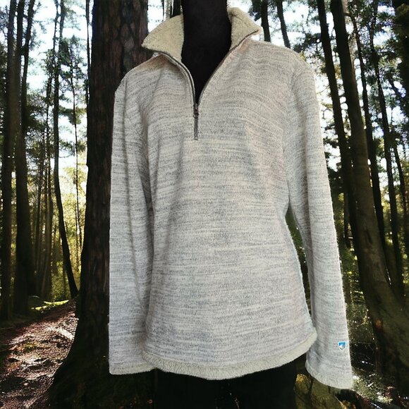 KUHL ( XL ) ALASKA 1/4 ZIP "ASH" Shearling Trim Princess Line Sweater/Shirt - Picture 2 of 7